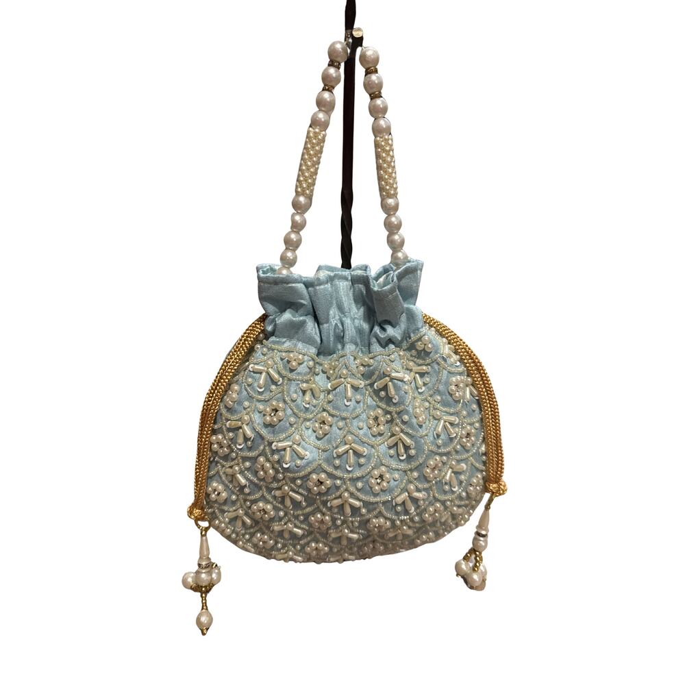 Polti Bag! Gorgeous Handmade Embellished Silk Drawstring Bag!